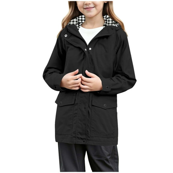 Boys Winter Coats Size 8-20 Girls Rain Jacket Boys Sportswear Waterproof Hoodie Kids Lightweight Raincoats Windbreaker Outdoor 7-15 Years
