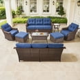 thumbnail image 2 of Bellefurn Outdoor Patio Furniture Set with 6 inch Thick Cushion and Swivel Rocker Chairs,Wicker Sofa,Coffee Table and Ottomans,8 PCS Outdoor Conversation Set for Porch,Deck,Yard, 2 of 11