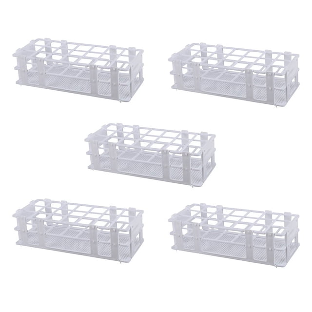 5X Rack de Tubos de Ensayo de Plástico para Tubo de 30 mm, 21 Pocillos, Blanco, Desmontable (21 Orificios)