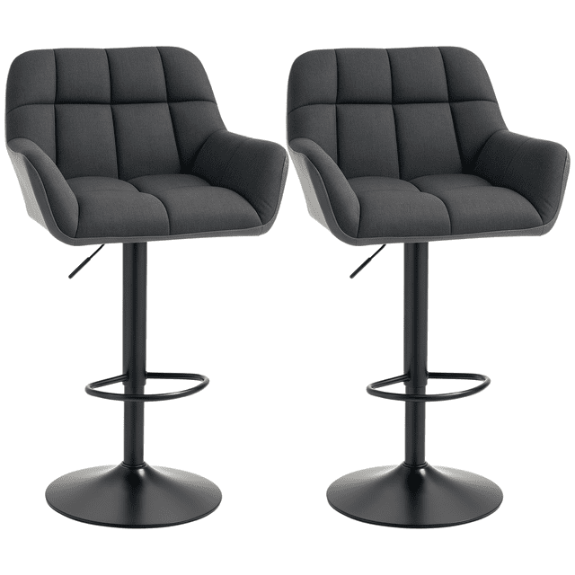 HOMCOM Tabourets de Bar Réglables, Ensemble de 2, Tabourets de Bar Pivotants Capitonnés en Tissu
