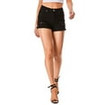 thumbnail image 2 of vigerkar Women's Frayed Denim Shorts Sexy Mini Hot Pants Cut Off Ripped Hole Booty Shorts Jeans Clubwear (Black, L), 2 of 7