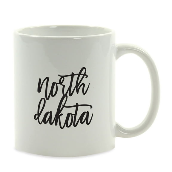 Koyal Wholesale Black Calligraphy North Dakota US State Ceramic Coffee Mug
