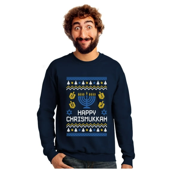 Tstars Mens Ugly Christmas Sweater Happy Chrismukkah Xmas Hanukkah Christmas Gift Funny Humor Holiday Shirts Xmas Party Christmas Gifts for Him Ugly Xmas Sweater