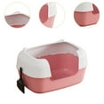 thumbnail image 6 of FITYLE Open Semi Enclosed Anti Splashing Portable Kitten Toilet Bedpan High Sided Cat Toilet Sand Box Sifting Litter Tray Pink, 6 of 9
