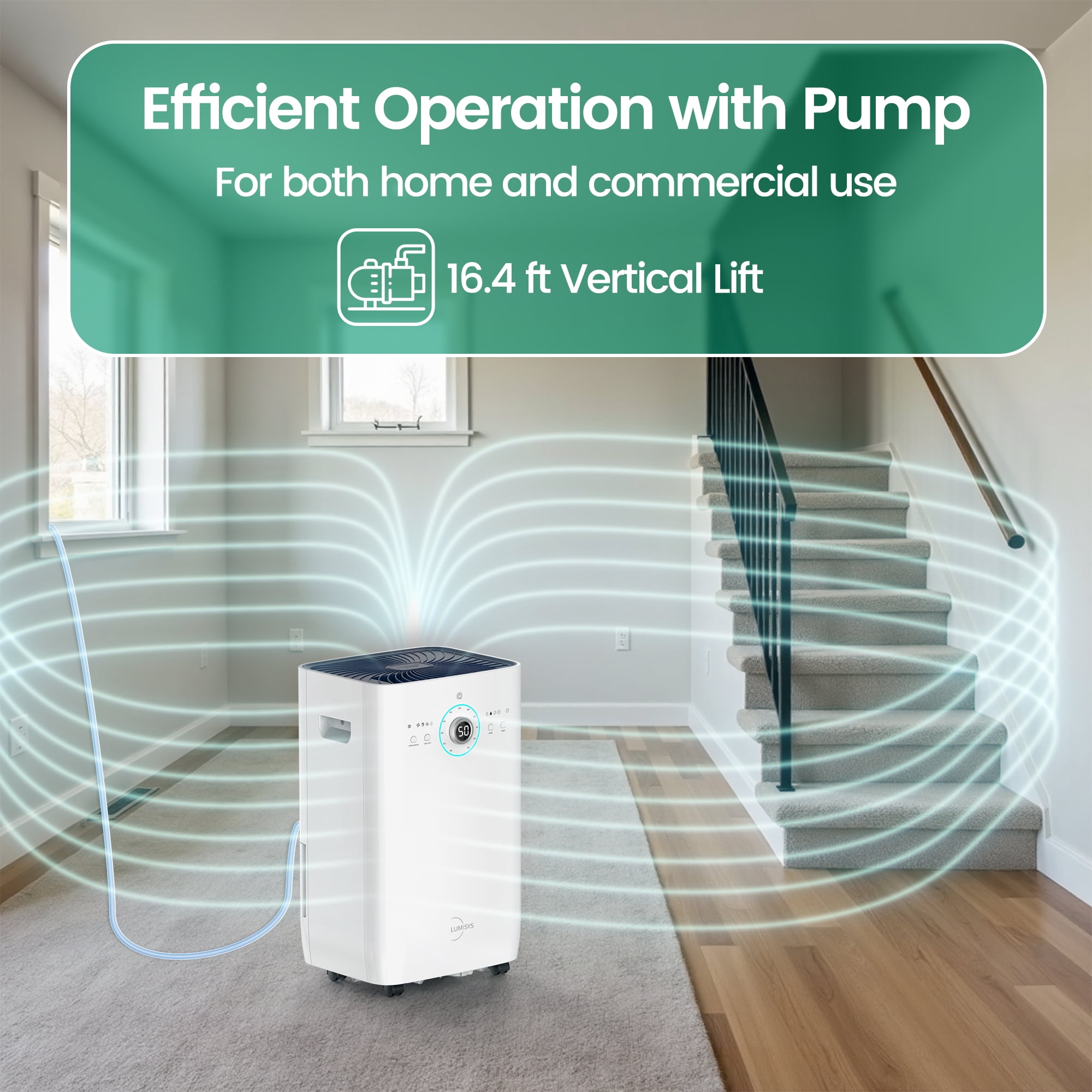 125 pt. 8,500 sq. ft. Commercial Dehumidifier with Pump in White