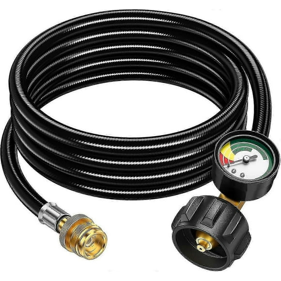 3FT Propane Hose Adapter 1lb to 20lb Propane Tank Hose with Gauge Propane Adapter 20lb to 1lb