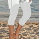 thumbnail image 2 of Leggings capri para mujer - Pantalones de compresión para yoga de cintura alta con pedrería para verano, 2 of 5