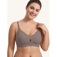 thumbnail image 4 of Qylux Wireless Bras for Women No Underwire Push Up Bras Seamless Full Coverage Comfort Lift Support Soft Everyday bra,Grey, 4 of 10