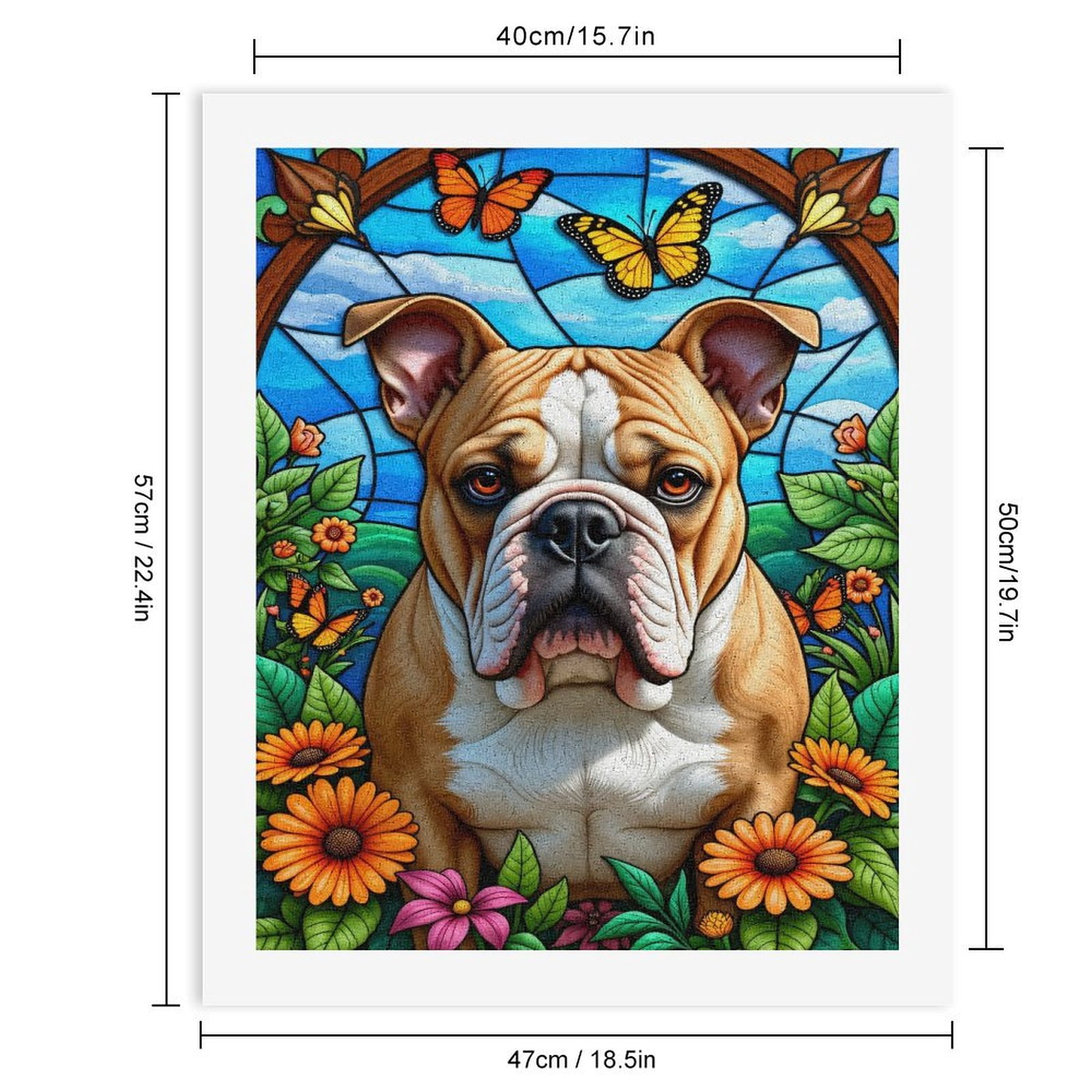 Paint By Numbers Kit for Adults Beginner - DIY Bulldog In Floral Paradise Art Canvas Painting Kits for Adults, Frameless Paint By Number for Adults for Home Wall Decor 16x20 Inch