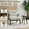 thumbnail image 6 of PAPROOS Mid-Century Modern Accent Chair, Fabric Upholstered Arm Chair with Wood Frame, Comfy Reading Lounge Arm Chair for Living Room Bedroom, Floral, 6 of 7