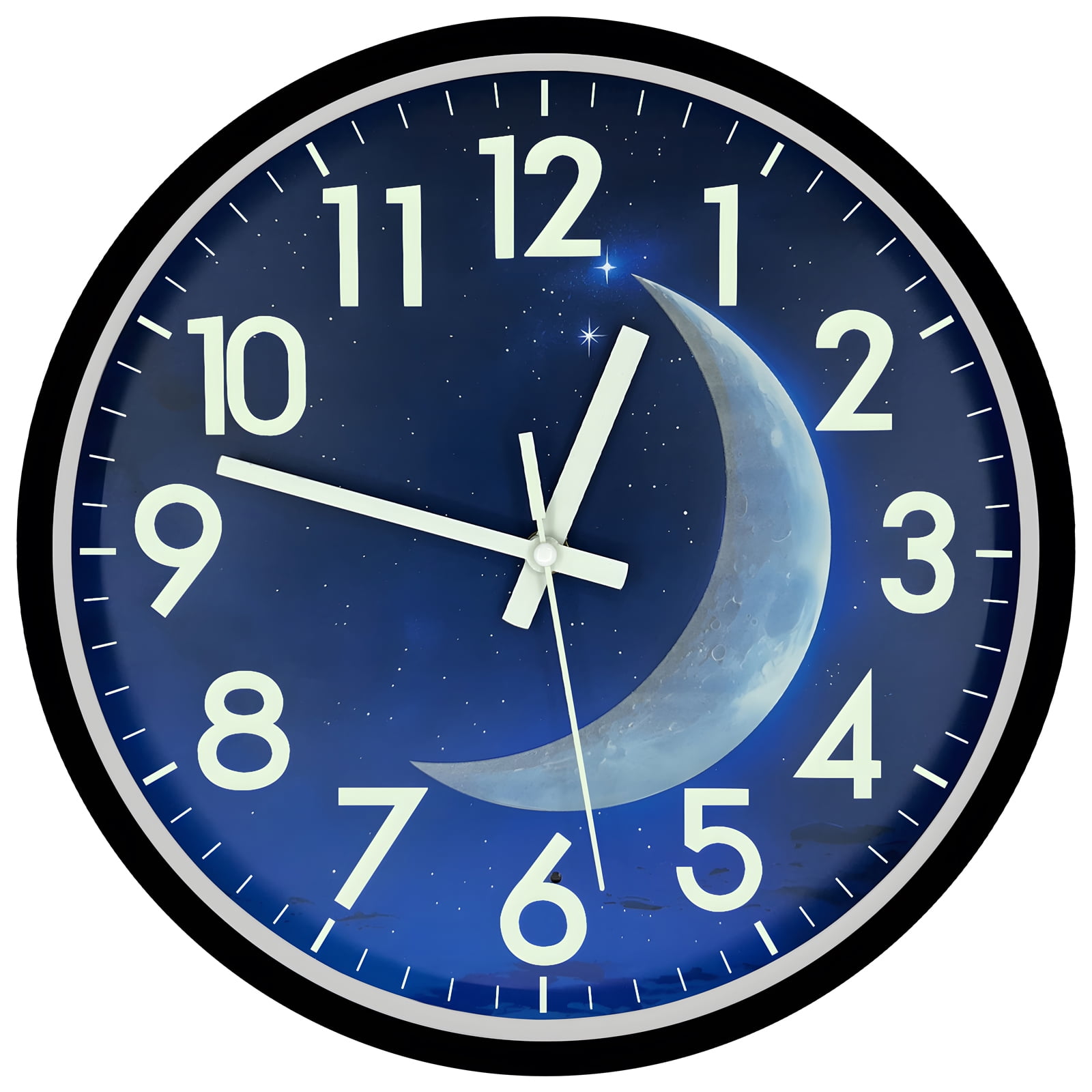 JoFomp LED Wall Clock with Luminous Moon & Starry Sky | Smart Sensor | Glowing Numbers | Home Decor for Bedroom, Office(Blue Light)