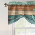 thumbnail image 5 of Blue Anchor Tie Up Window Valance Turquoise Brown Wood Grain Retro Strip Tie-up Valance for Kitchen Windows Adjustable Small Curtain Balloon Shades for Kitchen Bathroom Cafe 60x18inch, 5 of 9