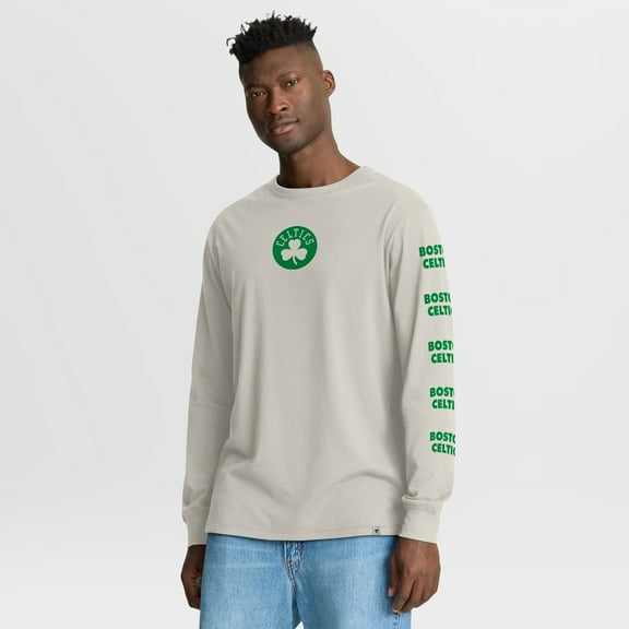 Men's Fanatics Cream Boston Celtics Crossover Collection Ball Screen Action Premium Long Sleeve T-Shirt