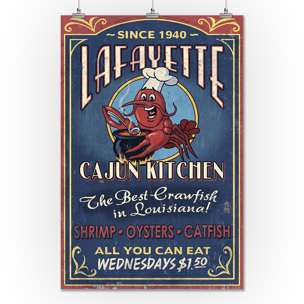 Lafayette Louisiana Cajun Kitchen Vintage Sign Lantern Press