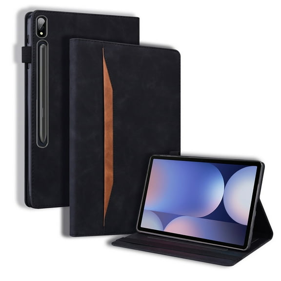 DWaybox Shockproof Case for Samsung Galaxy Tab S10 Lite 10.9" 2025 (SM-X400/SM-X406B) - Retro PU Leather TPU Hybrid Protective Cover with Anti-Slip Grip Strap & Card Slots -Black