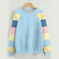 thumbnail image 2 of VEKDONE Sweatshirts for Women Long Sleeve Color Block Blouse Trendy Raglan Sleeve Crewneck Pullover Top Fall Loose Fit Lightweight Plaid Sweatshirt, 2 of 3