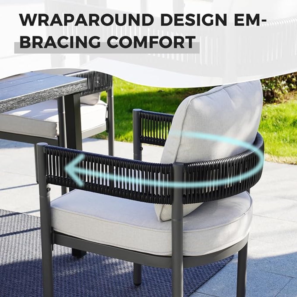 GRANDPATIO 4-Piece Steel Dining Set with 4 Chairs and Cushions, Beige