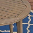 thumbnail image 4 of Frederic Outdoor 3 Piece Acacia Wood 28" Round Bistro Set with Straight Legs and Cushions, Gray, Cream, 4 of 6