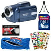 Vivitar DVR-508 HD Digital Video Camera Camcorder (Blue) with 16GB Card + Monstar Pouch Case + Puffy Stickers + Tripod + Kit