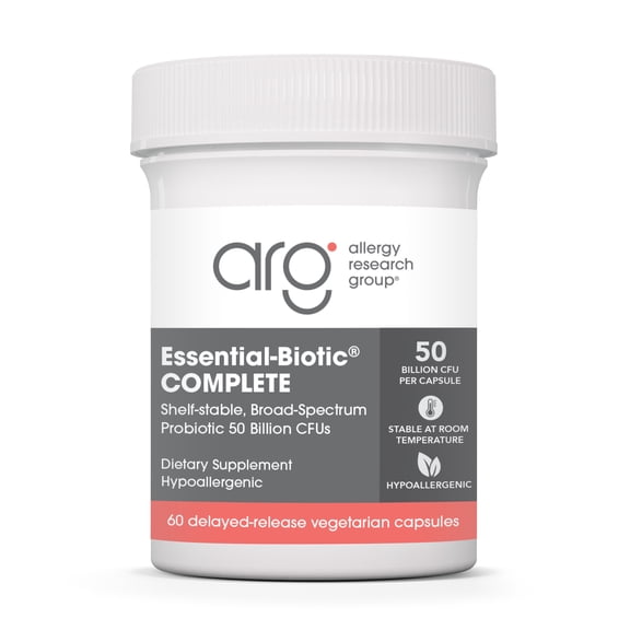Allergy Research Group Essential-Biotic Complete Supplement - High Potency Probiotics for Men & Women, Supports Gut & Digestive Health, 50 Billion CFUs, Delayed-Release Vegetarian Capsules - 60 Count