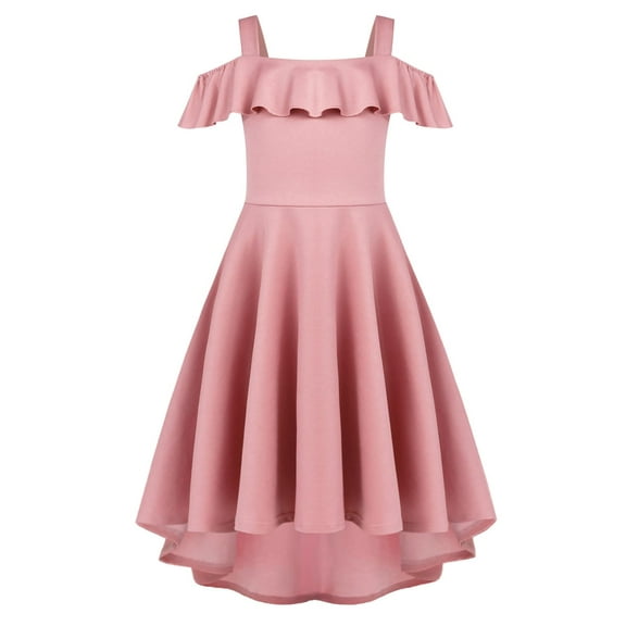 Arshiner Girls Summer Dress Off Shoulder Flutter Sleeve Midi Swing Cassual Formal Dresses with Pocket