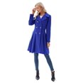 thumbnail image 3 of Abrigo GRACE KARIN para mujer, estilo swing con doble botonadura, color azul real, talla S, 3 of 6