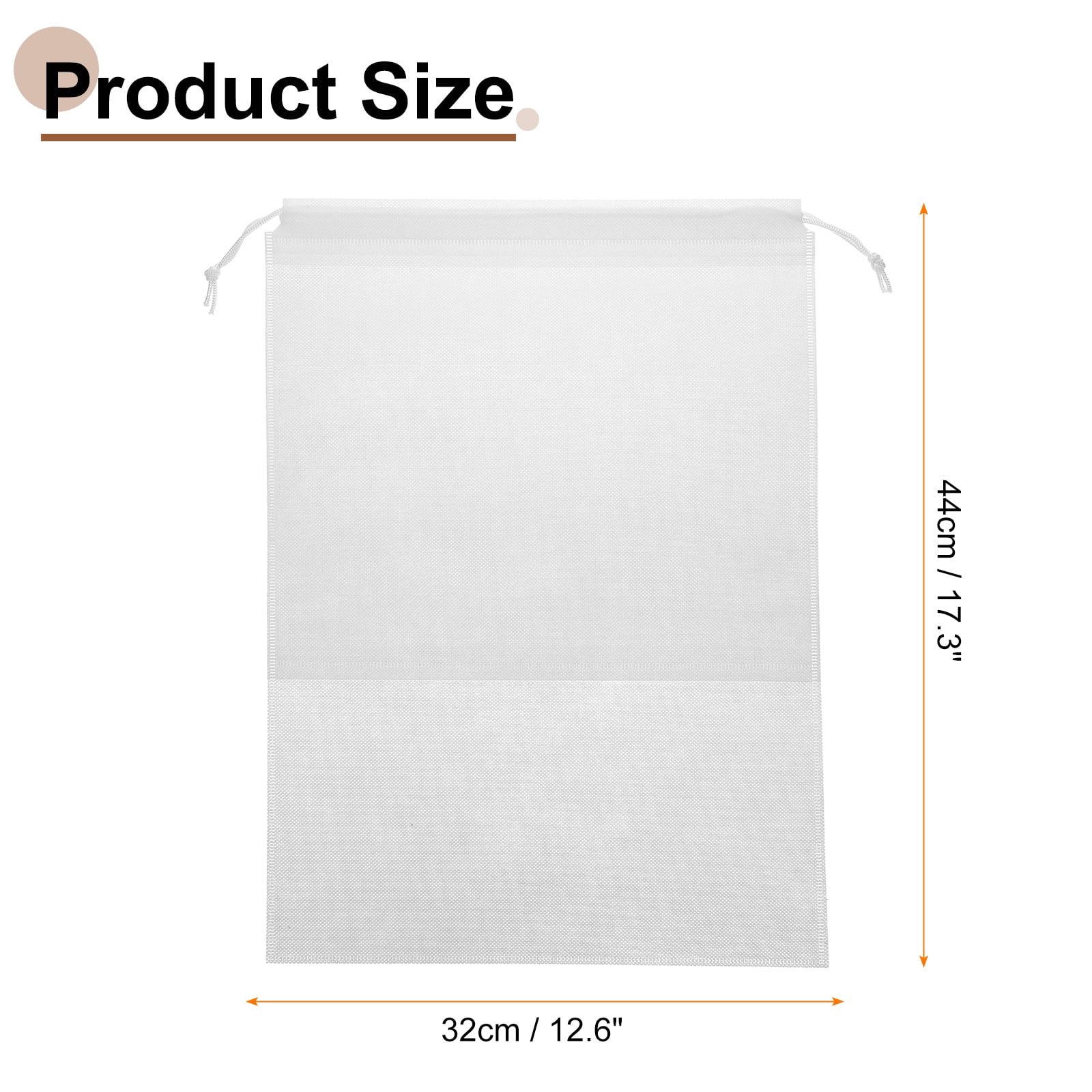 18pcs Travel Shoe Bags Non-Woven Drawstring Organizers Bags, White