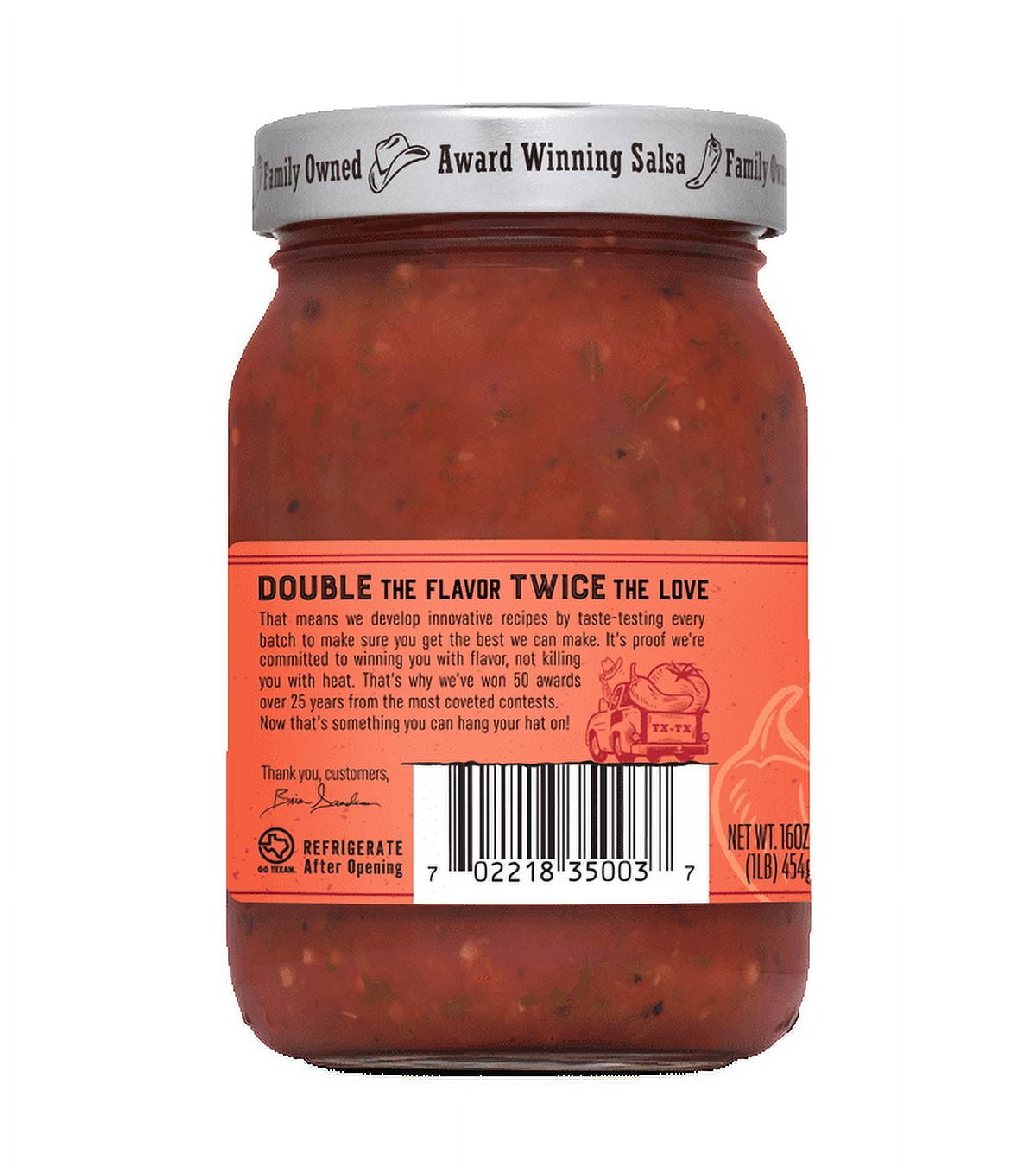 (2 pack) Texas Texas Roasted Restaurant Style Mild Salsa 16 oz Jar