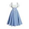 thumbnail image 2 of Levmjia Women's Oktoberfest Dress Plus Size Gingham Checkered Dirndl Lace Up Front Puff Sleeve Square Neck Bavarian Costume for Women Beer Festival Autumn Dress, 2 of 7