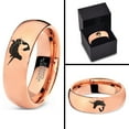 thumbnail image 4 of Tungsten Yin Yang Mythical Unicorns Band Ring 7mm Men Women Comfort Fit 18k Rose Gold Dome Polished, 4 of 4