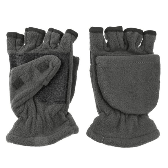 Insulated Warm Polar Fleece Convertible Mittens Flap Cover Fingerless Gloves