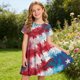 thumbnail image 5 of Odeerbi Niñas Día de La Independencia Vestido de Línea A Verano Patriótico Cuello Redondo Manga Corta Vestido Casual, 5 of 9