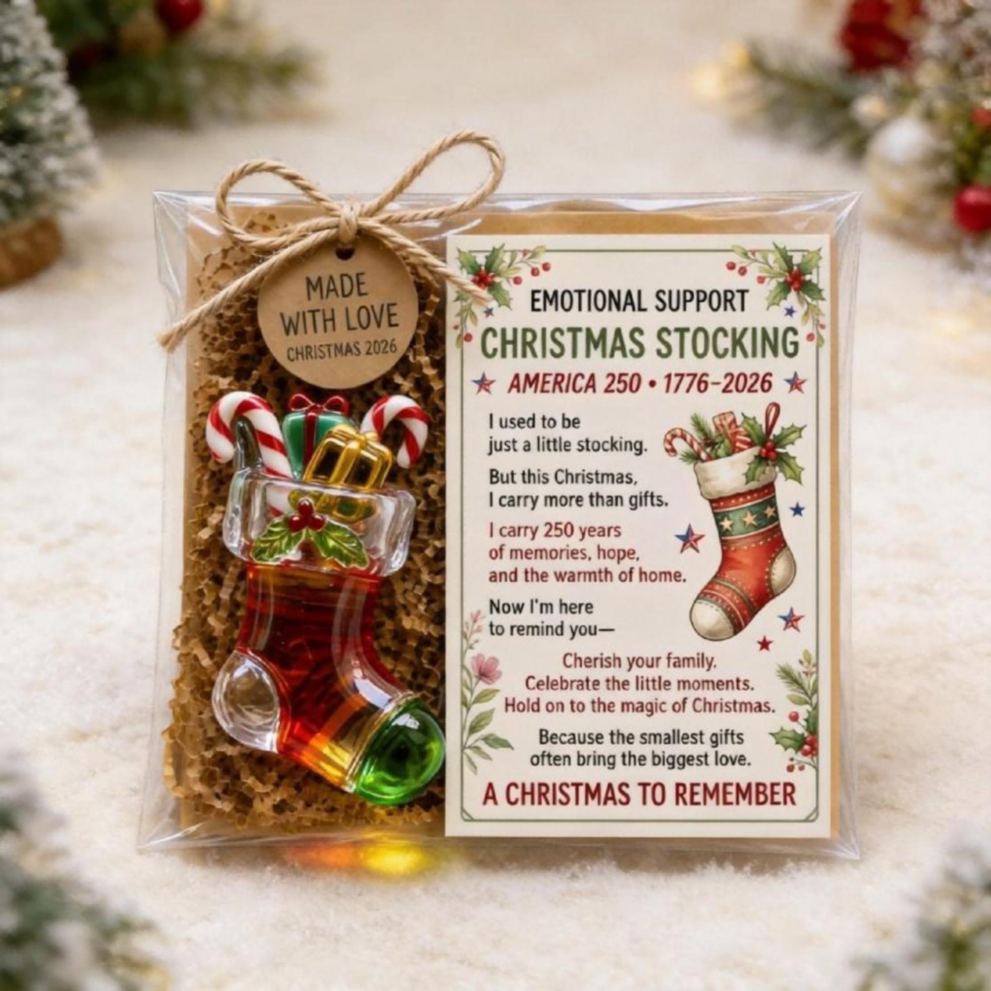 Christmas Memory Pocket Hug Collection Touching Keepsake Pack with Inspirational Card Great Christmas Decorations for Friends & Family – 10 Assorted Styles(C)