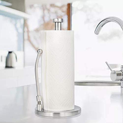 SMARTAKE Paper Towel Holder Stainless Steel Standing Paper Towel Organizer Roll Dispenser for Kitchen Countertop Home Dining Table Silver