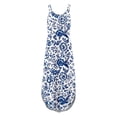thumbnail image 5 of DHFJKG Summer Boho Dresses For Women Sleeveless Beach Vacation Clothes Spaghetti Strap Scoop Neck Curved Hem Long Dress Floral Versatile Dresses, 5 of 5