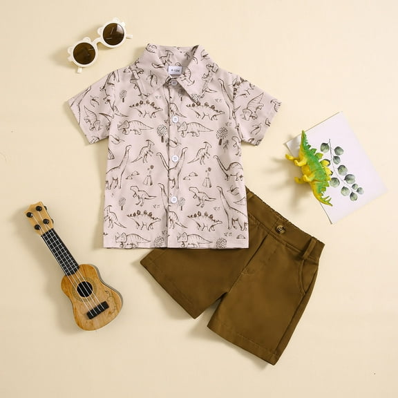 XUELUO Toddler Boys Casual Outfit Sets Short Sleeve Prints T Shirt Tops Shorts Child Kids 2Pc Set Outfits Clothing Holiday Wear