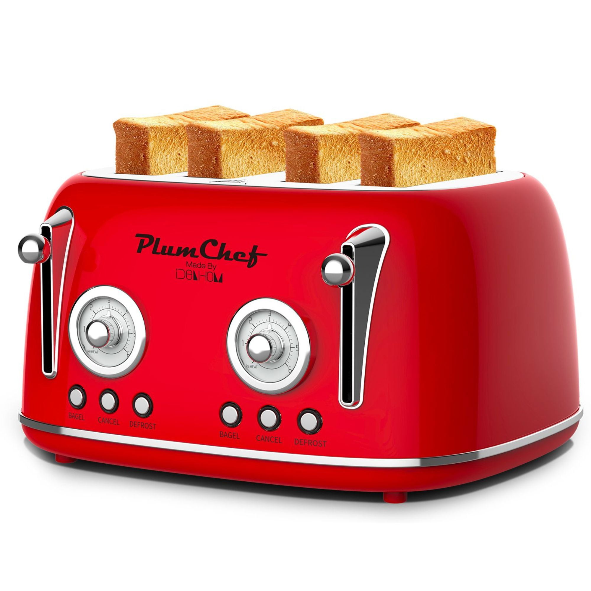 HADEN Dorset Retro 2-Slice Wide Slot Stainless Steel Toaster, Red
