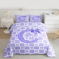 thumbnail image 2 of jejeloiu Cartoon Bow Knot Twin Comforter Sets,Purple Letter C Bedding Set For Bowtie Girls Reversible 2pcs, 2 of 8