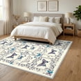 thumbnail image 3 of ODIKA 6'x9' Ultra-Soft Area Rug, Boho Moth Butterfly Motif Vintage Trellis Border Shaped Vinyl Flowing Dynamic None Washable, Bare feet friendly, Silk-Touch for Guest Room, Bedroom, 3 of 7