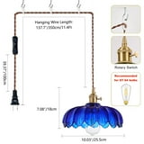Plug in Pendant Light: 14.8ft Swag Cord with Rotating Switch, Blue Glass Hanging Lamp Fixture for Kitchen Island & Ceiling Hanging Lights - Walmart.com