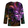thumbnail image 4 of Xixinqiwan Men Tops Mardi Gras Mask Beads Shirts,Mask Graphic Print Casual Seven Sleeves T Shirt Tops Carnival Party Costume, 4 of 6
