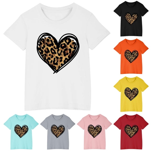 Ahuyic Summer Toddler Girls Short Sleeve Tshirt,Girls Casual Blouse And Tank Tops,Fashionable And Cute Printed Casual Short Sleeved Cotton Top For Boys And Girls