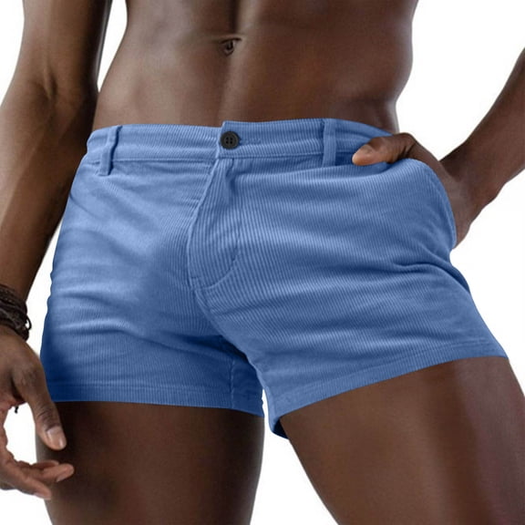 Fmbrln Mens Summer Shorts Corduroy Button Waisted Beach Shorts Fashion Casual Solid Color Gym Shorts