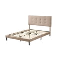 thumbnail image 1 of Ilios Innova | Base de cama matrimonial con cabecera tapizada de lino, estructura de madera, diseño moderno y fácil ensamblaje, 1 of 9
