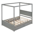 thumbnail image 5 of Harper & Bright Designs Full Size Canopy Bed Frame with Trundle and 2 Storage Drawers, Wood Full Platform Bed with Headboard, Gray, 5 of 9