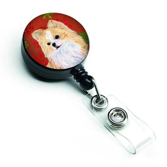 Chihuahua Red & Green Snowflakes Holiday Christmas Retractable Badge Reel
