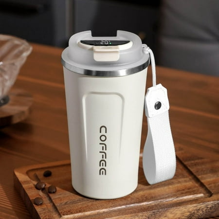 

Haykey Stainless Steel Coffee Mug Intelligent Temperature Measurement and Insulation Water Cup with Lifting Rope Car Portable Cup