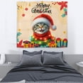 thumbnail image 3 of Merry Christmas Santa Manx Scarf Twinkling Lights Xmas Holiday Tapestry Cat Lover Kitten Owner Gifts Wall Hanging Backdrop Home Decor - 00022, 3 of 5