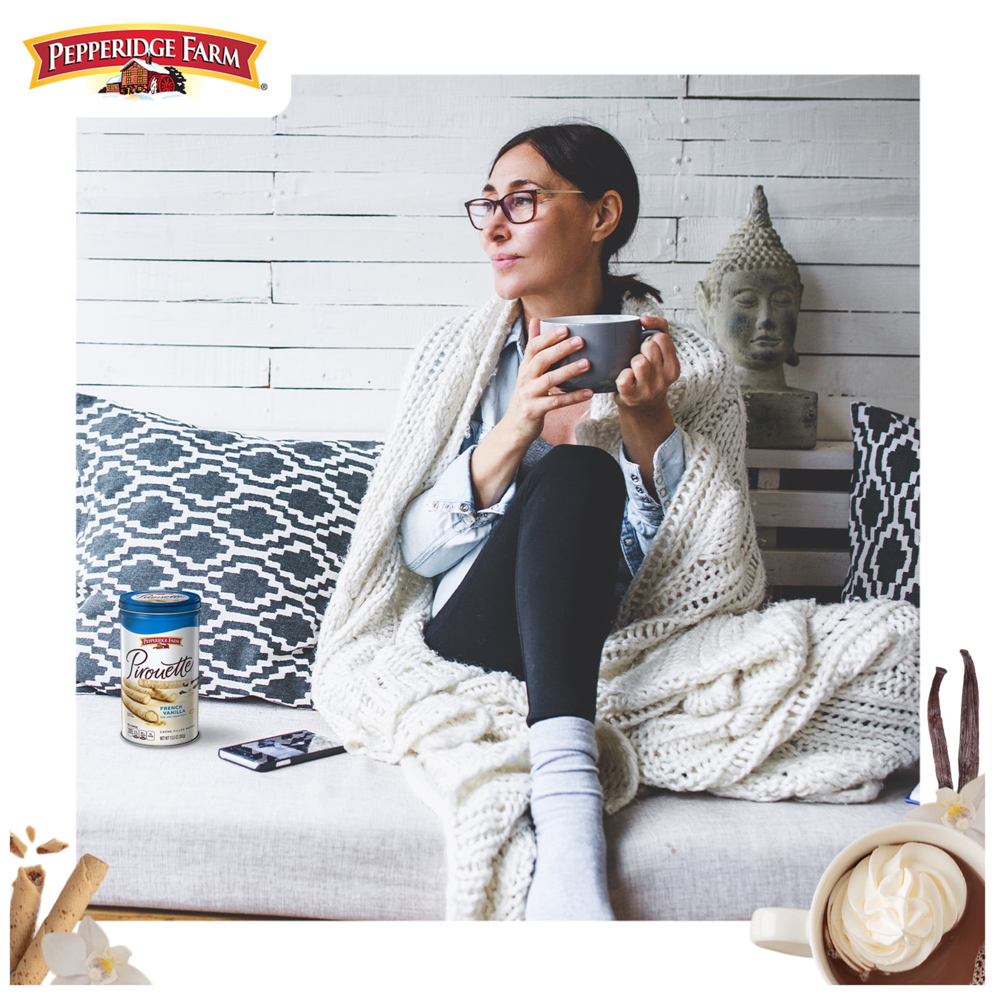 Pepperidge Farm Pirouette Cookies, French Vanilla Crème Filled Wafers, 13.5 oz Tin ( 2 Pack )