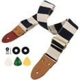 thumbnail image 3 of 1 Set Guitar Shoulder Strap Adjustable Thickened Striped Guitar Strap with Pick, 3 of 9
